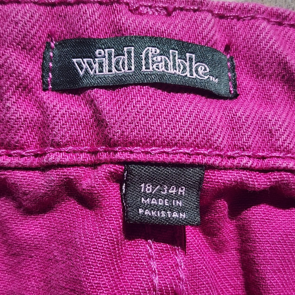 Wild Fable Shorts Womens 18 Magenta Pink Highest Rise Mom Denim Cuffed Cotton - Picture 3 of 8